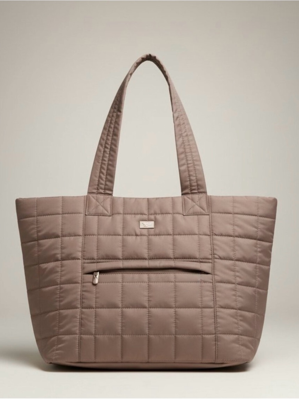 REEBOK women's large quilted puffy tote bag shoulder handbag in grery front zip